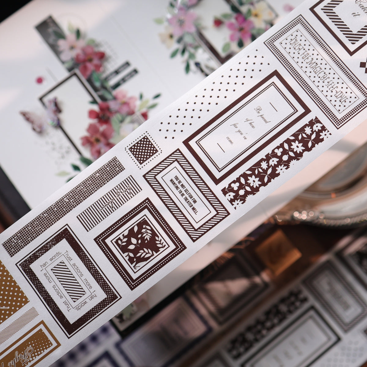 YiEr Vol18【A Brief Sketch】Pre-cut Orginal Design Base Border Washi Tape and PET Stickers