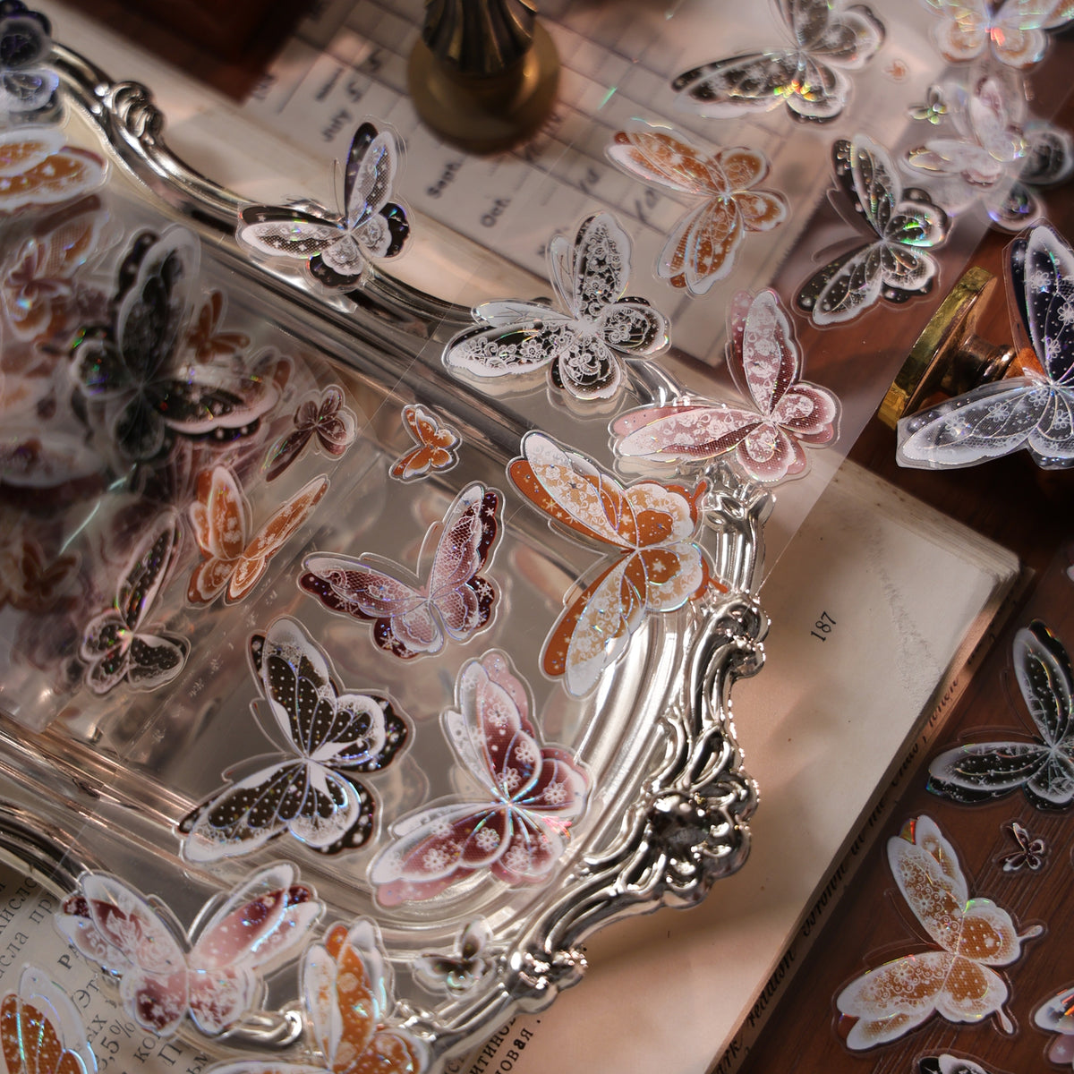 YiEr Vol18【Glasswing Butterfly】Pre-cut Orginal Design Butterfly Washi Tape and PET Stickers