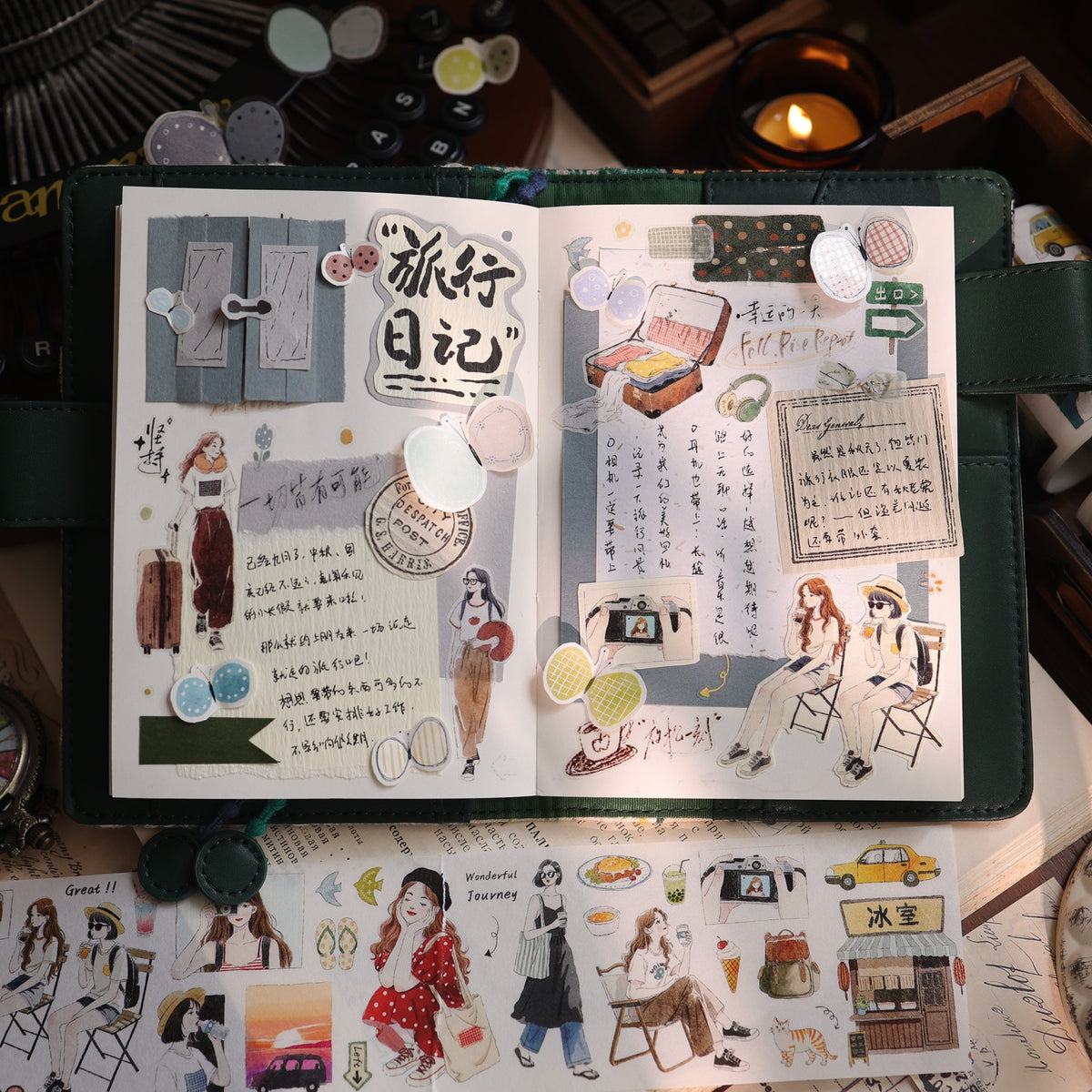 YiEr Vol18【Journey】Salt Series Pre-cut Orginal Design Travel Character Storyboard Washi Tape and PET Stickers