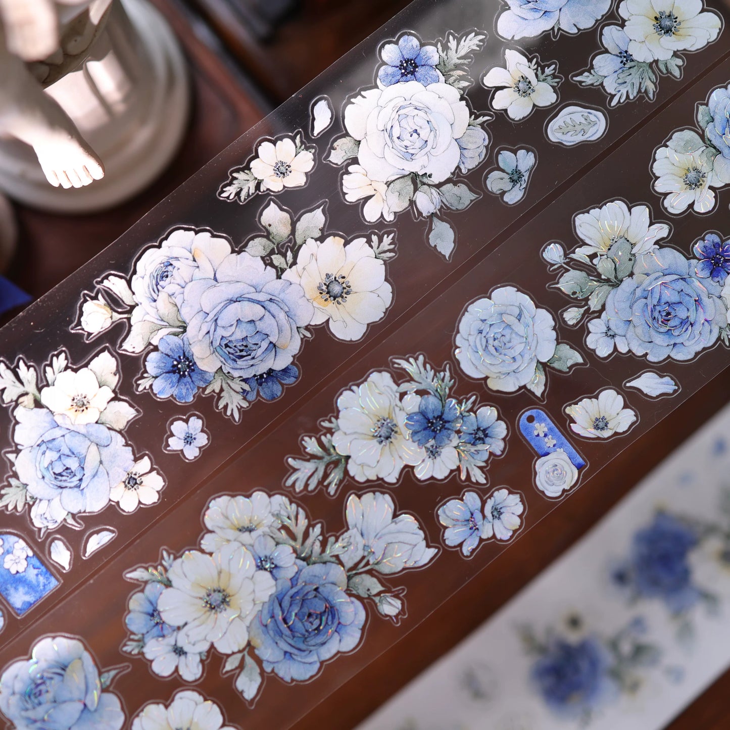 YiEr Vol17【Blue-Violet Flower】Kiss-cut Floral Washi Tape and PET Stickers