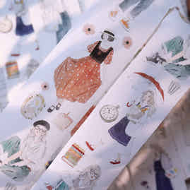 YiEr Vol17【Girl's Notebook】Kiss-cut Character Washi Tape and PET Stickers