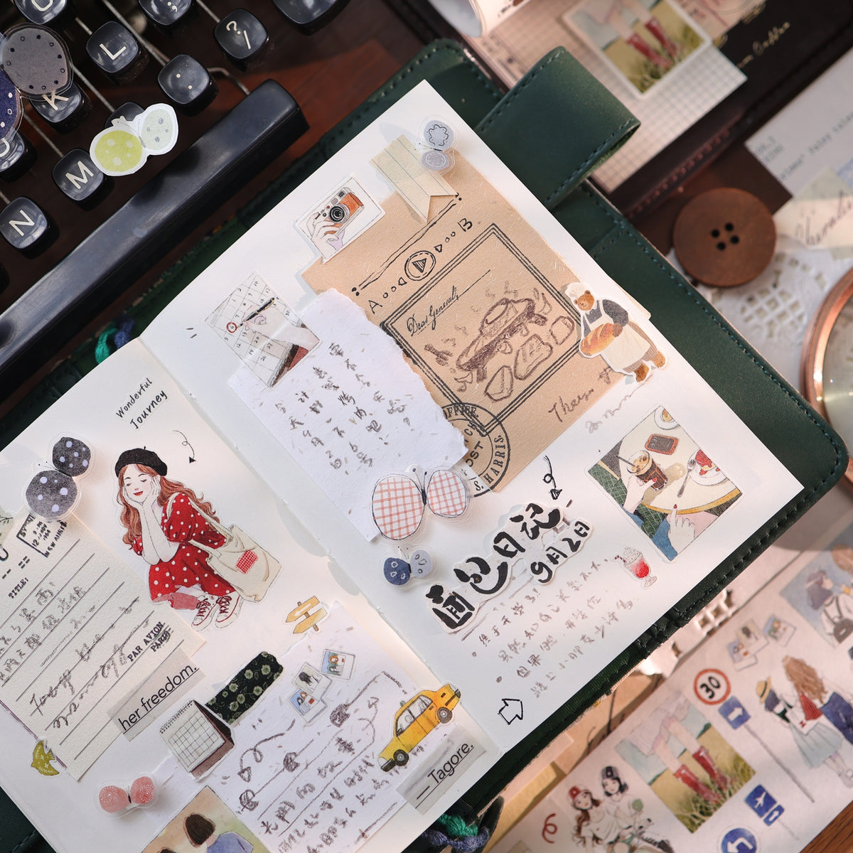 YiEr Vol18【Journey】Salt Series Pre-cut Orginal Design Travel Character Storyboard Washi Tape and PET Stickers
