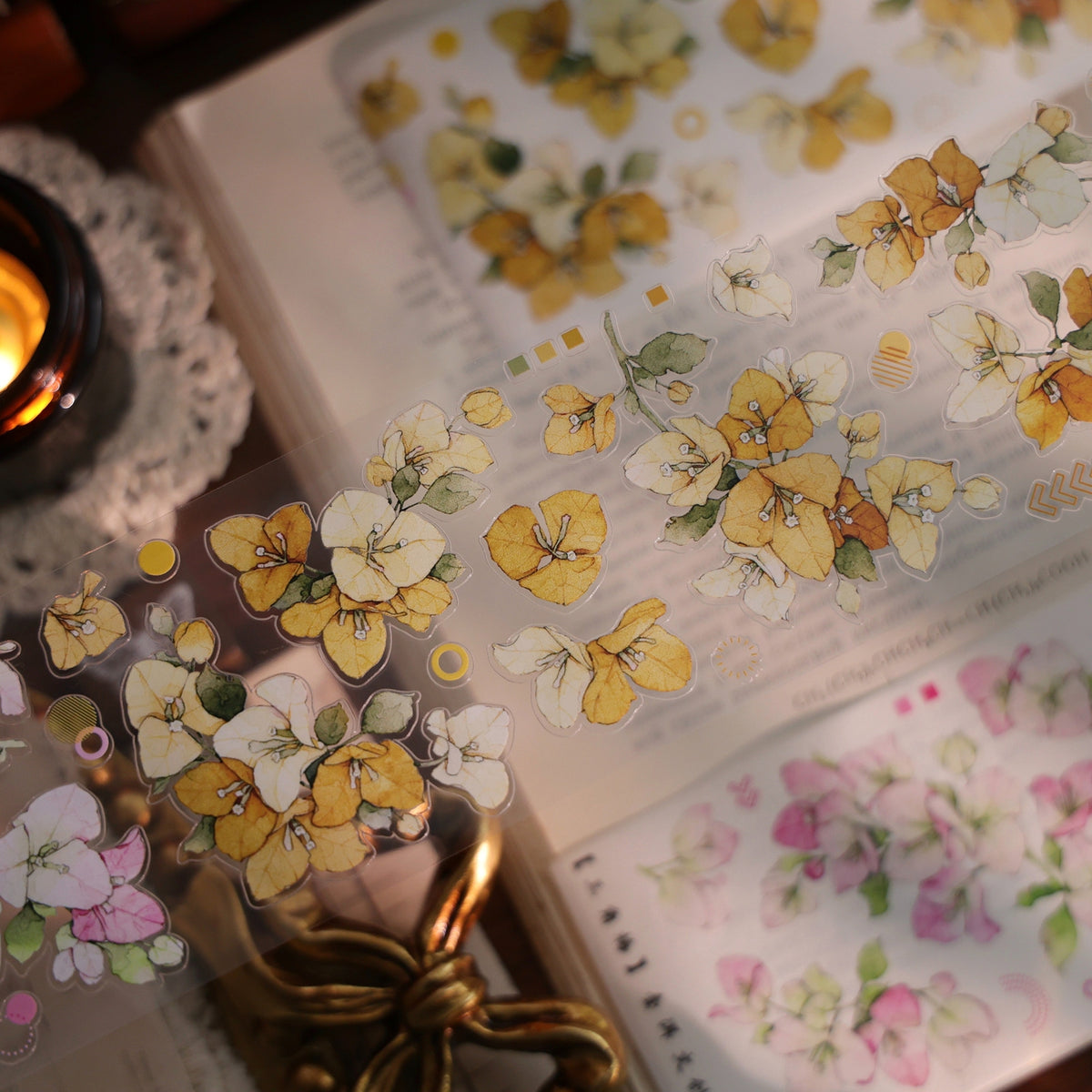 YiEr Vol18【Bougainvillea】Pre-cut Orginal Design Follower Washi Tape and PET Stickers