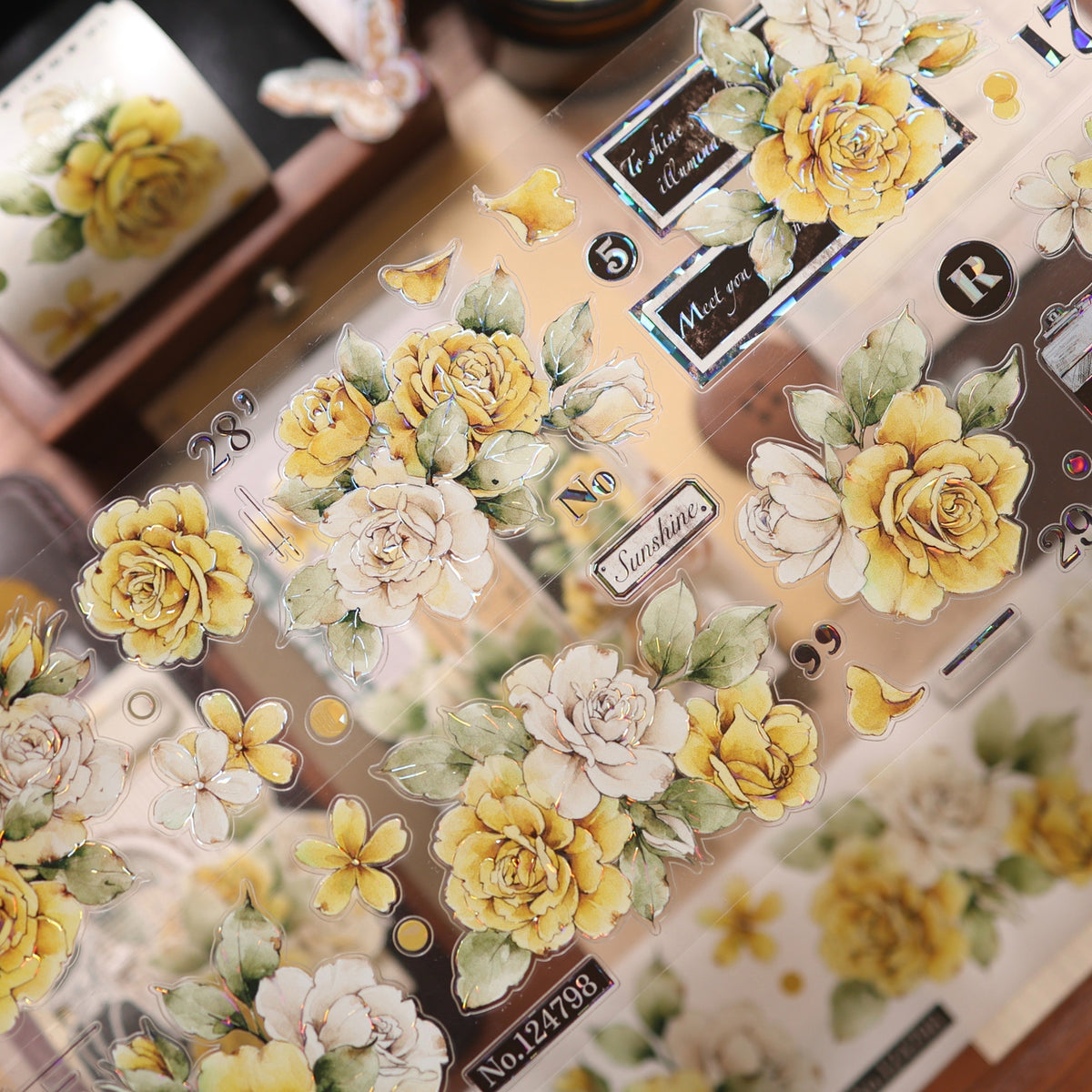 YiEr Vol18【Yellowed Letter Paper】Pre-cut Orginal Design Follower Washi Tape and PET Stickers