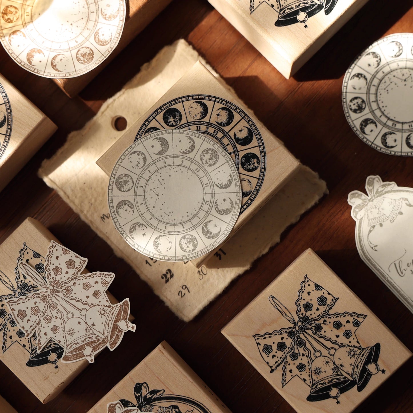YiEr Vol16【Bell Compass Stamp】Imported Maple Red Rubber and Maple Wood Stamp