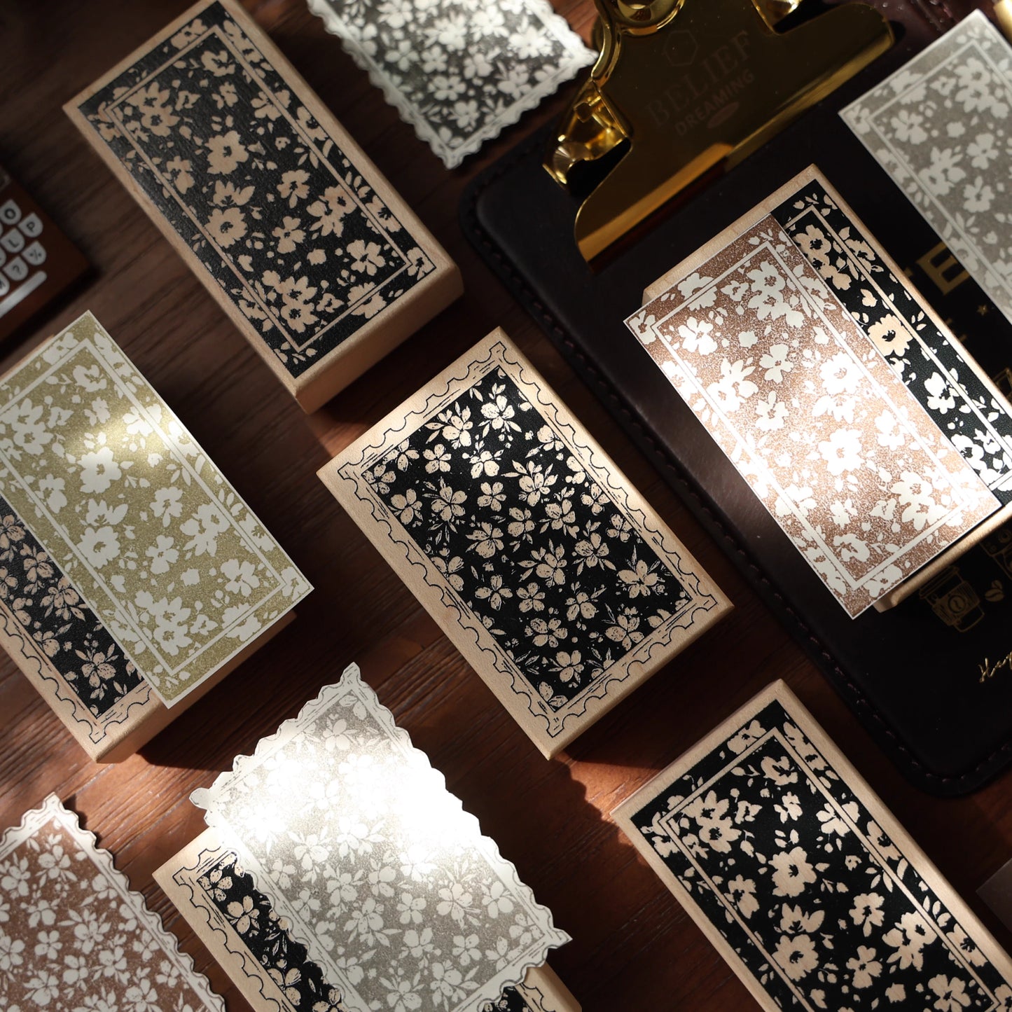 YiEr Vol16【Floral Notes Stamp】Imported Maple Red Rubber and Maple Wood Stamp