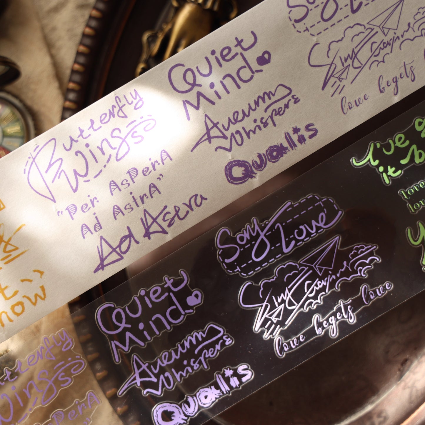 YiEr【Light Retro Text】Background Text Pre-cut Washi/PET Tape,for Scrapbook Supplies,Scrapbook Tape Stickers,Junk Journal Supplies