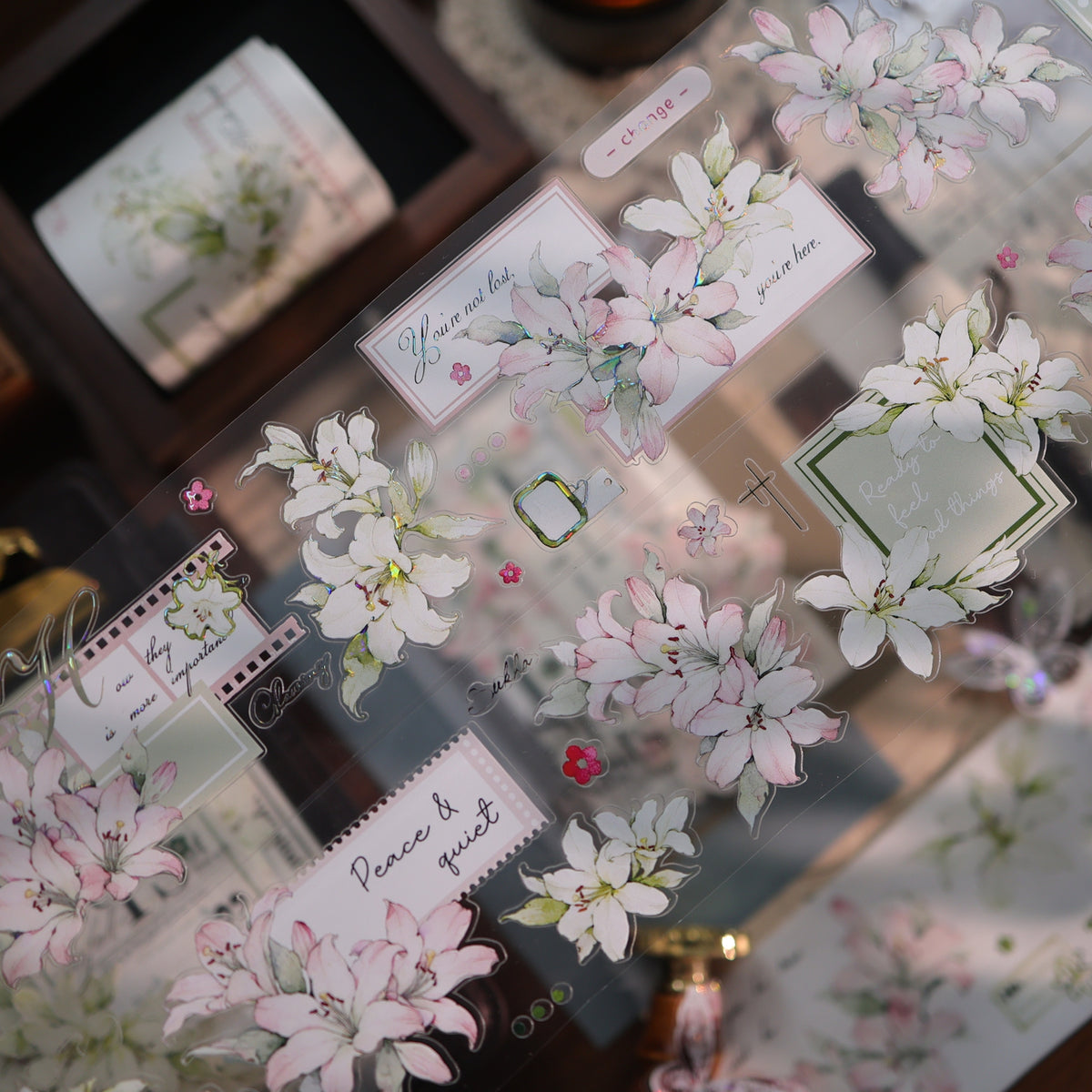 YiEr Vol18【Faint-Mist Lily】Pre-cut Orginal Design Follower Washi Tape and PET Stickers