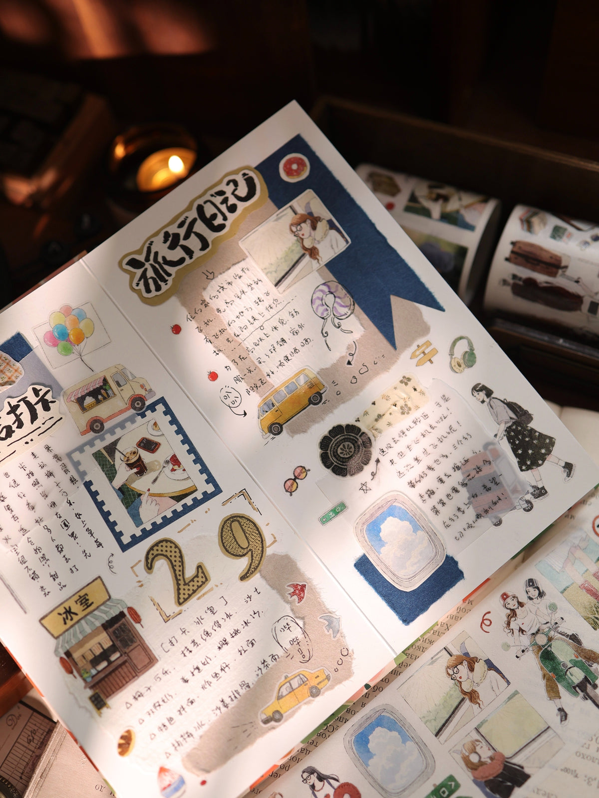 YiEr Vol18【Journey】Salt Series Pre-cut Orginal Design Travel Character Storyboard Washi Tape and PET Stickers