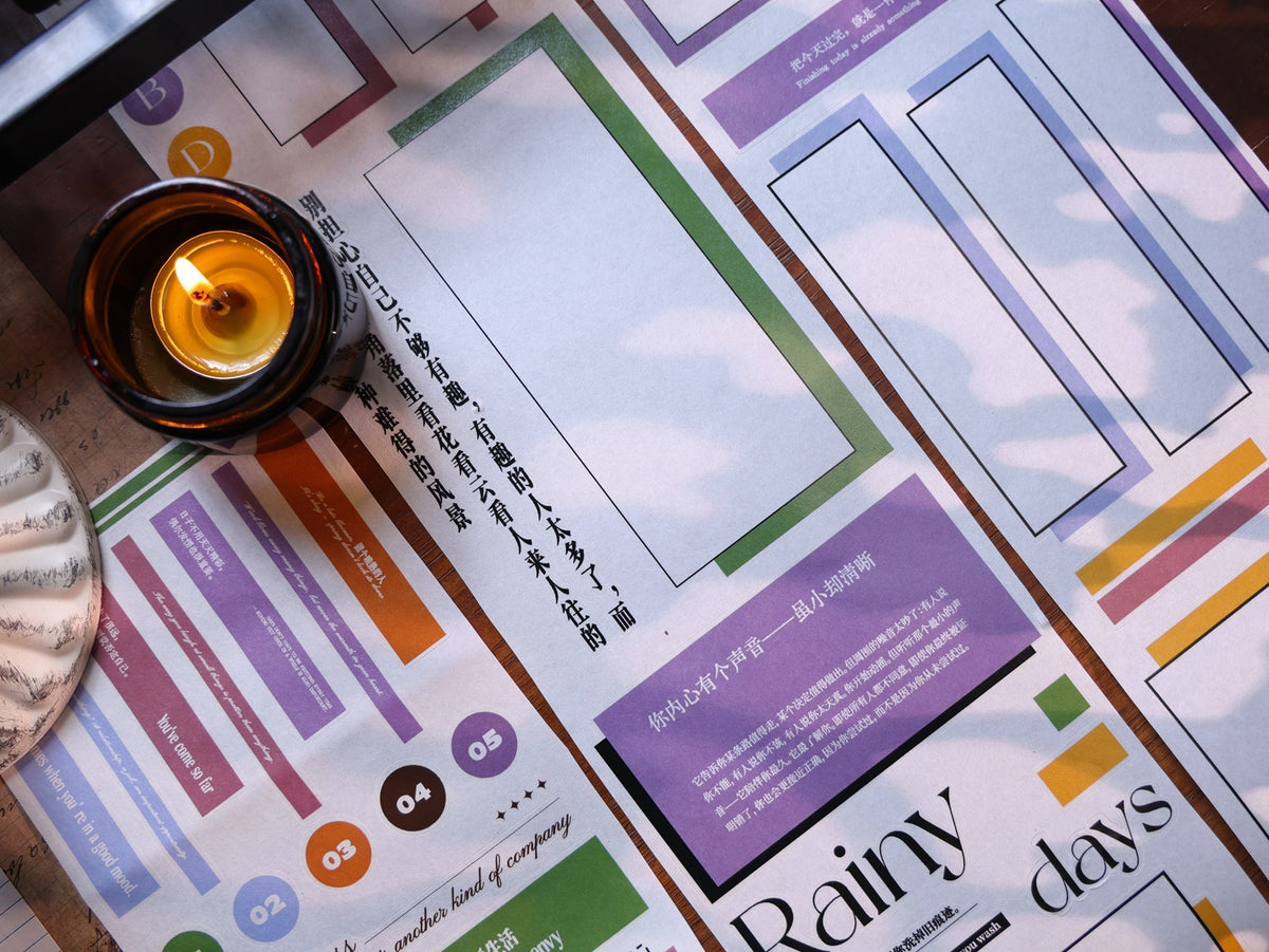 YiEr Vol18【Rainbow Flower Frame】Pre-cut Orginal Design Base Frame Washi Tape and PET Stickers