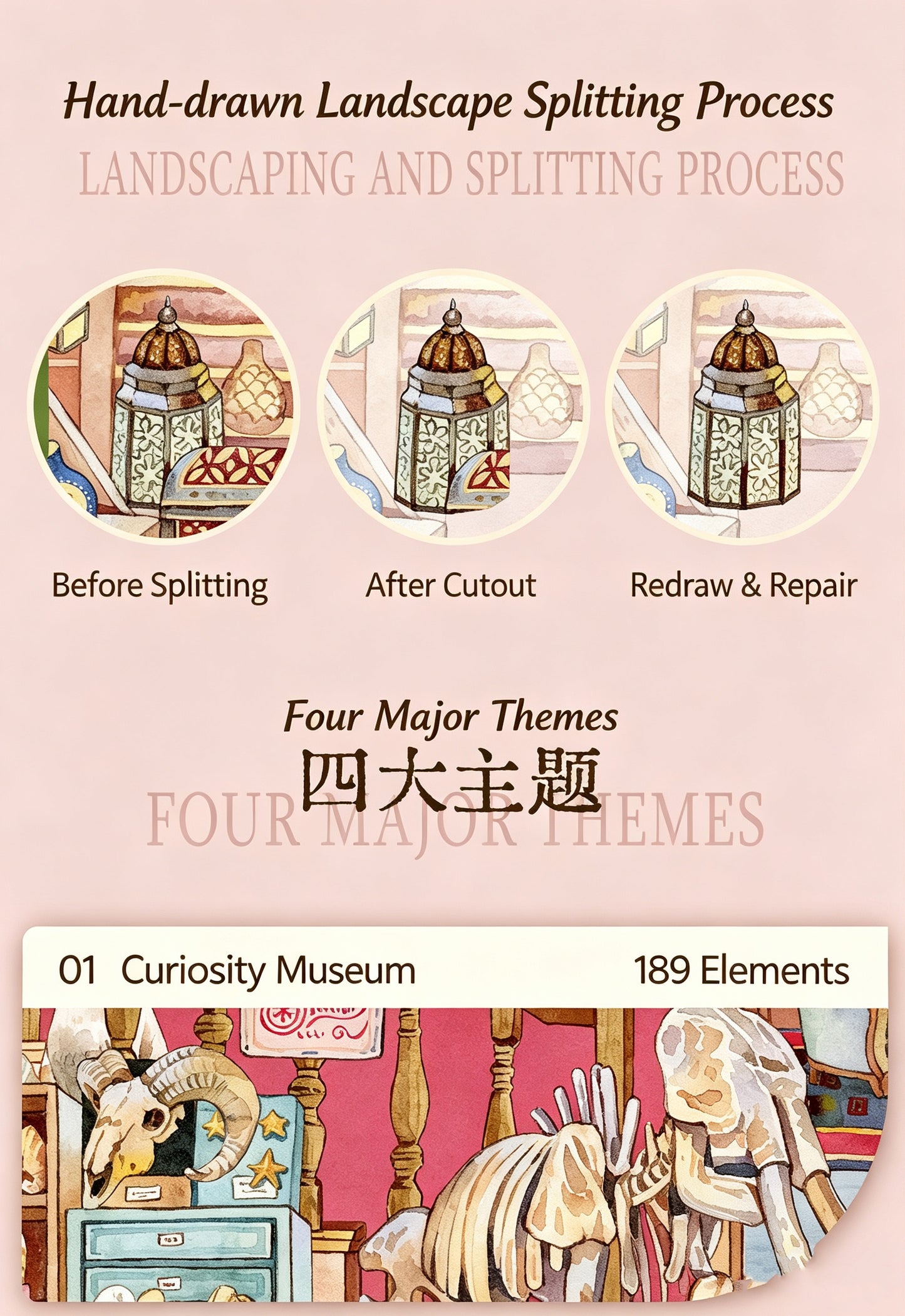 XingXing 4.0 Healing Watercolor Hand drawn Landscape Stickers Cat Street Museum Study