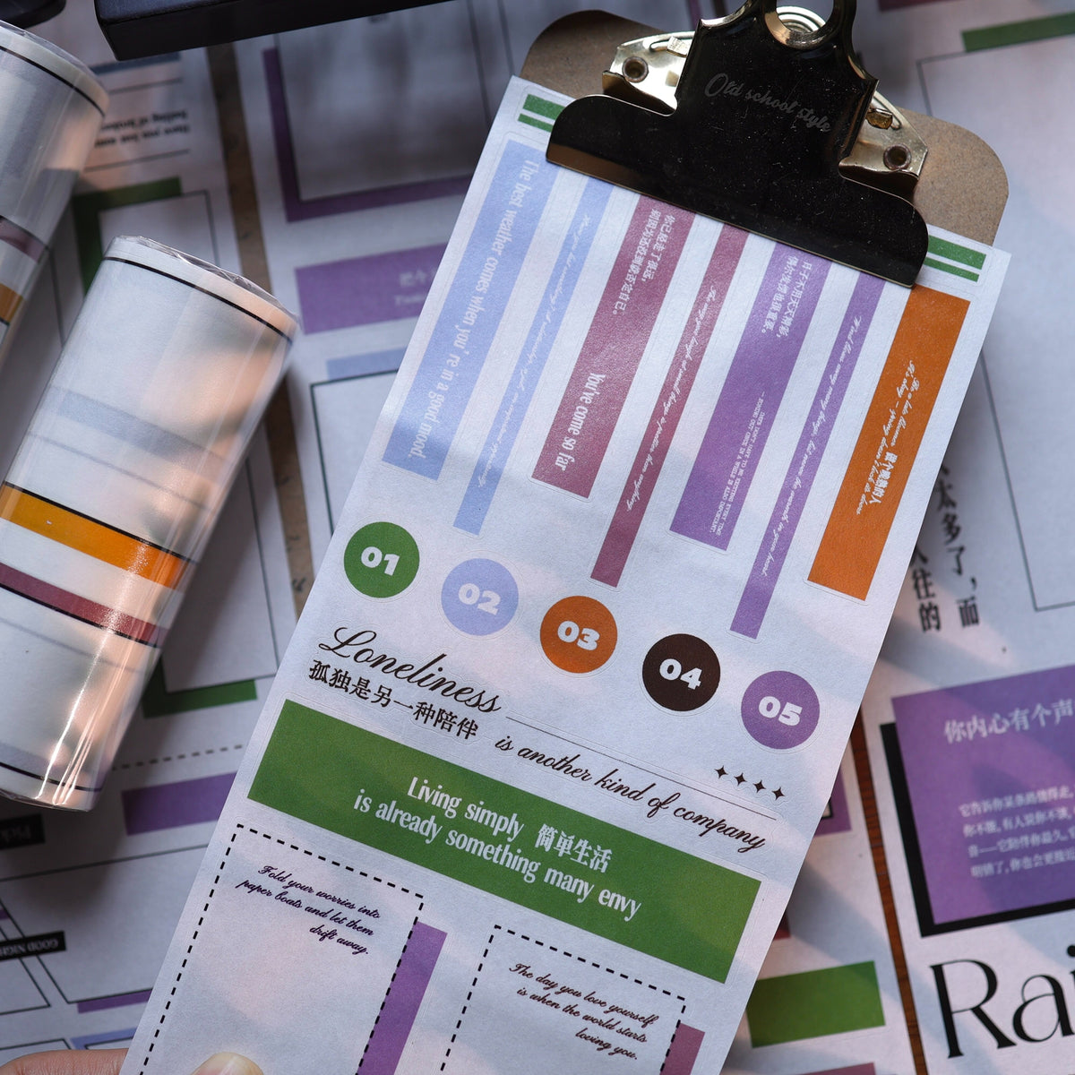 YiEr Vol18【Rainbow Flower Frame】Pre-cut Orginal Design Base Frame Washi Tape and PET Stickers