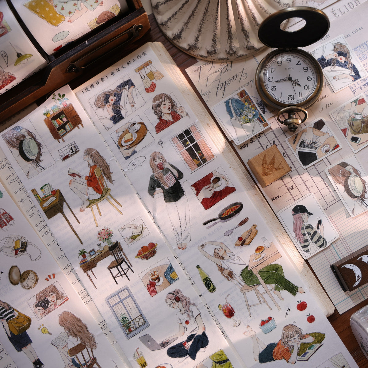 YiEr Vol18【Slow Daily Life】Salt Series Pre-cut Orginal Design Travel Character Storyboard Washi Tape and PET Stickers