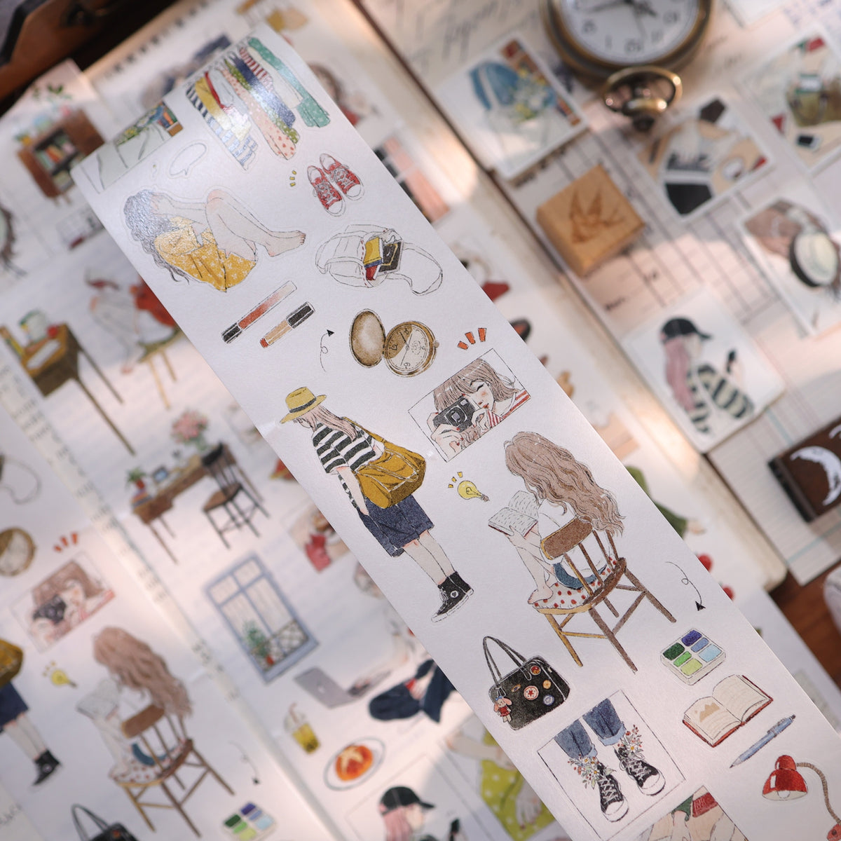 YiEr Vol18【Slow Daily Life】Salt Series Pre-cut Orginal Design Travel Character Storyboard Washi Tape and PET Stickers