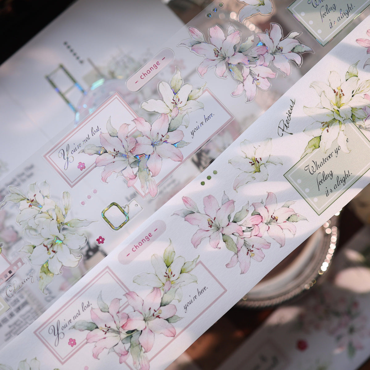 YiEr Vol18【Faint-Mist Lily】Pre-cut Orginal Design Follower Washi Tape and PET Stickers