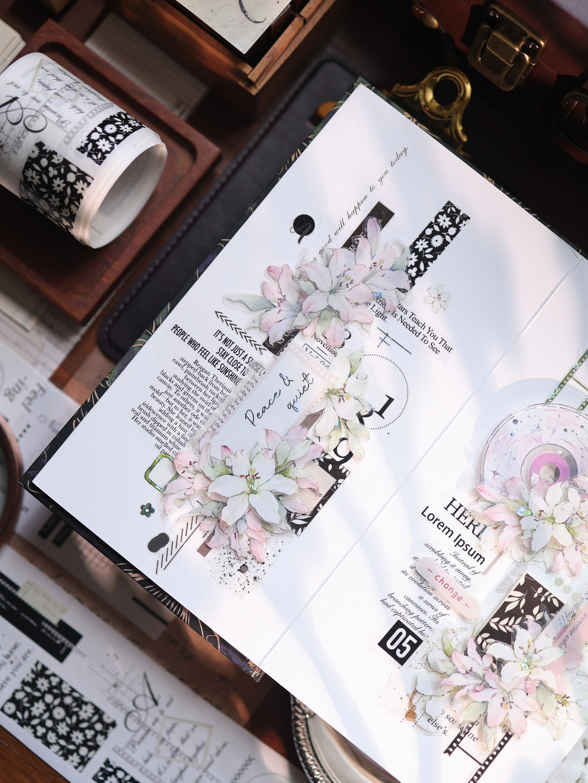 YiEr Vol18【Old Page Notes】Pre-cut Orginal Design Base Text Border Washi Tape and PET Stickers