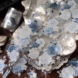 YiEr Vol16【Moonfield Rose Blue】Floral Washi Tape and PET Stickers