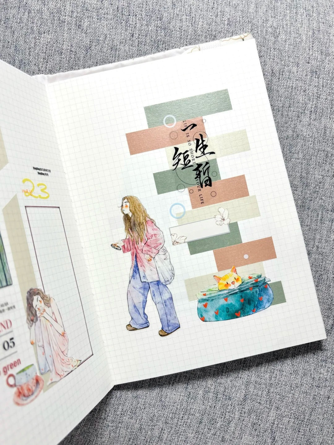 DingDing Washi Tape Set-2 Rolls(52+54) Washi/PET Tape Stickers,Original Designs,Fashion Characters Figures for Scrapbooks Supplies,Journaling,Junk Journal,Bullet Journals,Planners