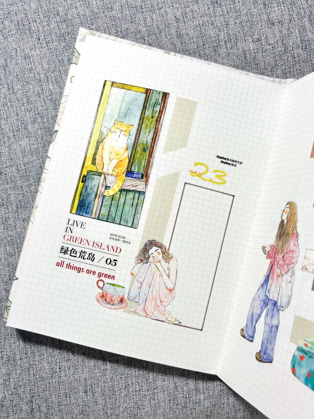 DingDing Washi Tape Set-2 Rolls(52+54) Washi/PET Tape Stickers,Original Designs,Fashion Characters Figures for Scrapbooks Supplies,Journaling,Junk Journal,Bullet Journals,Planners