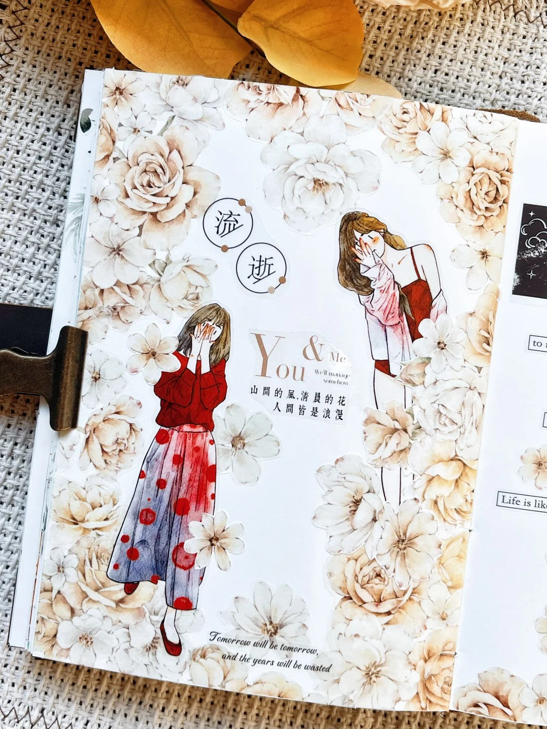 DingDing Washi Tape Set-2 Rolls(42#A Little Red+XB#Yellow Rose) Washi PET Tape Stickers,Original Designs,Fashion Characters Figures for Scrapbooks Supplies,Journaling,Junk Journal,Bullet Journals,Planners