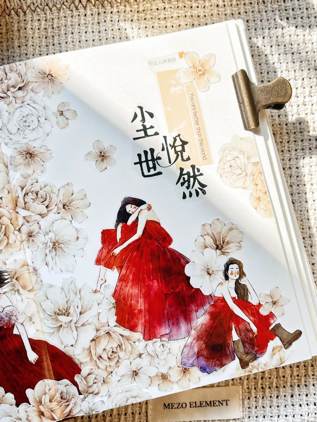 DingDing Washi Tape Set-2 Rolls(42#A Little Red+XB#Yellow Rose) Washi PET Tape Stickers,Original Designs,Fashion Characters Figures for Scrapbooks Supplies,Journaling,Junk Journal,Bullet Journals,Planners