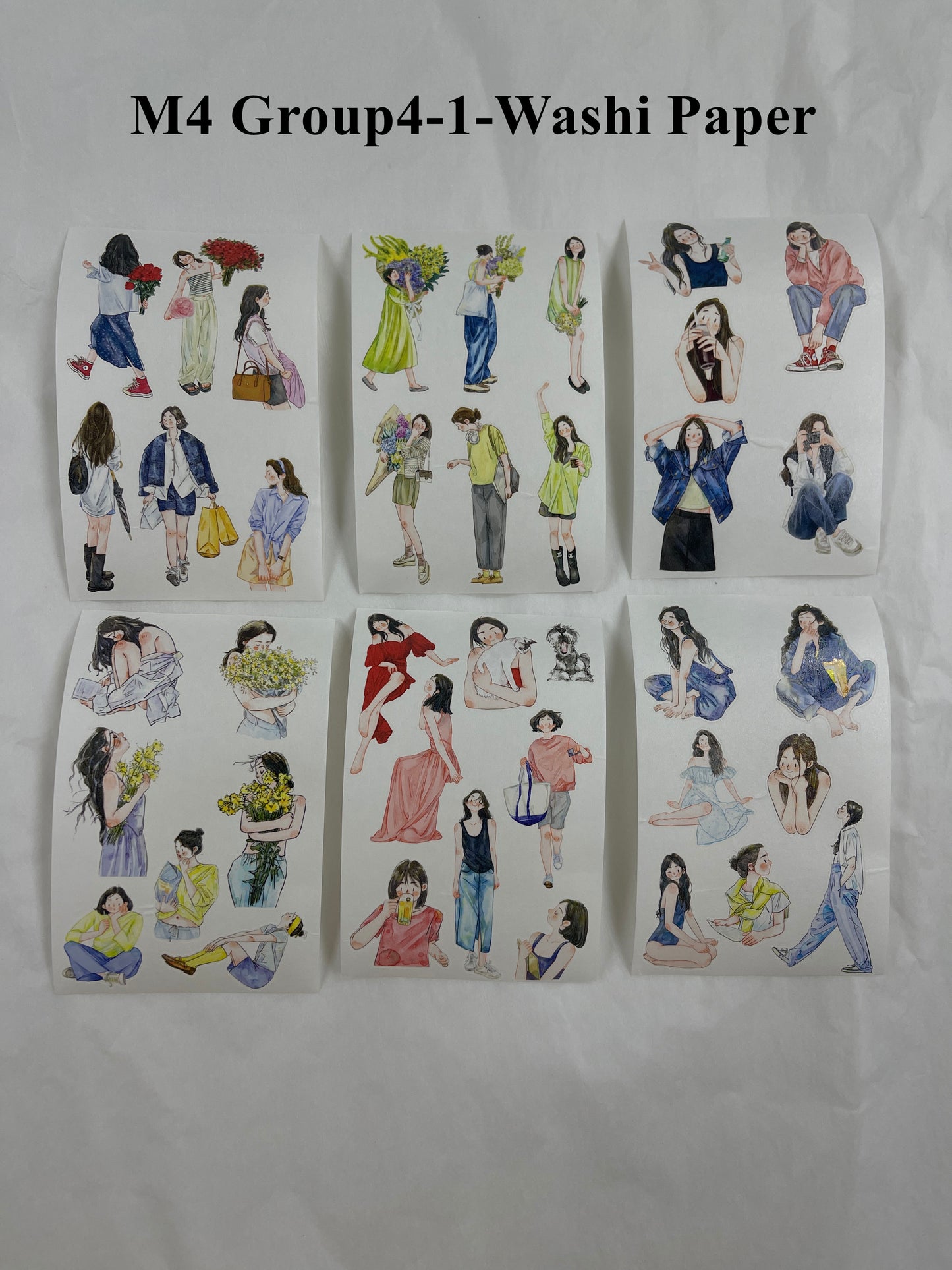‌DingDing【M4-Washi Paper】Mini Pre-Cut 138PCS Archive Vintage Portrait Stickers,Limited Edition Classic Collection for DIY Journal, Scrapbook & Crafts