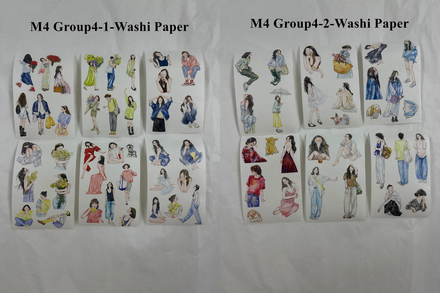 ‌DingDing【M4-Washi Paper】Mini Pre-Cut 138PCS Archive Vintage Portrait Stickers,Limited Edition Classic Collection for DIY Journal, Scrapbook & Crafts
