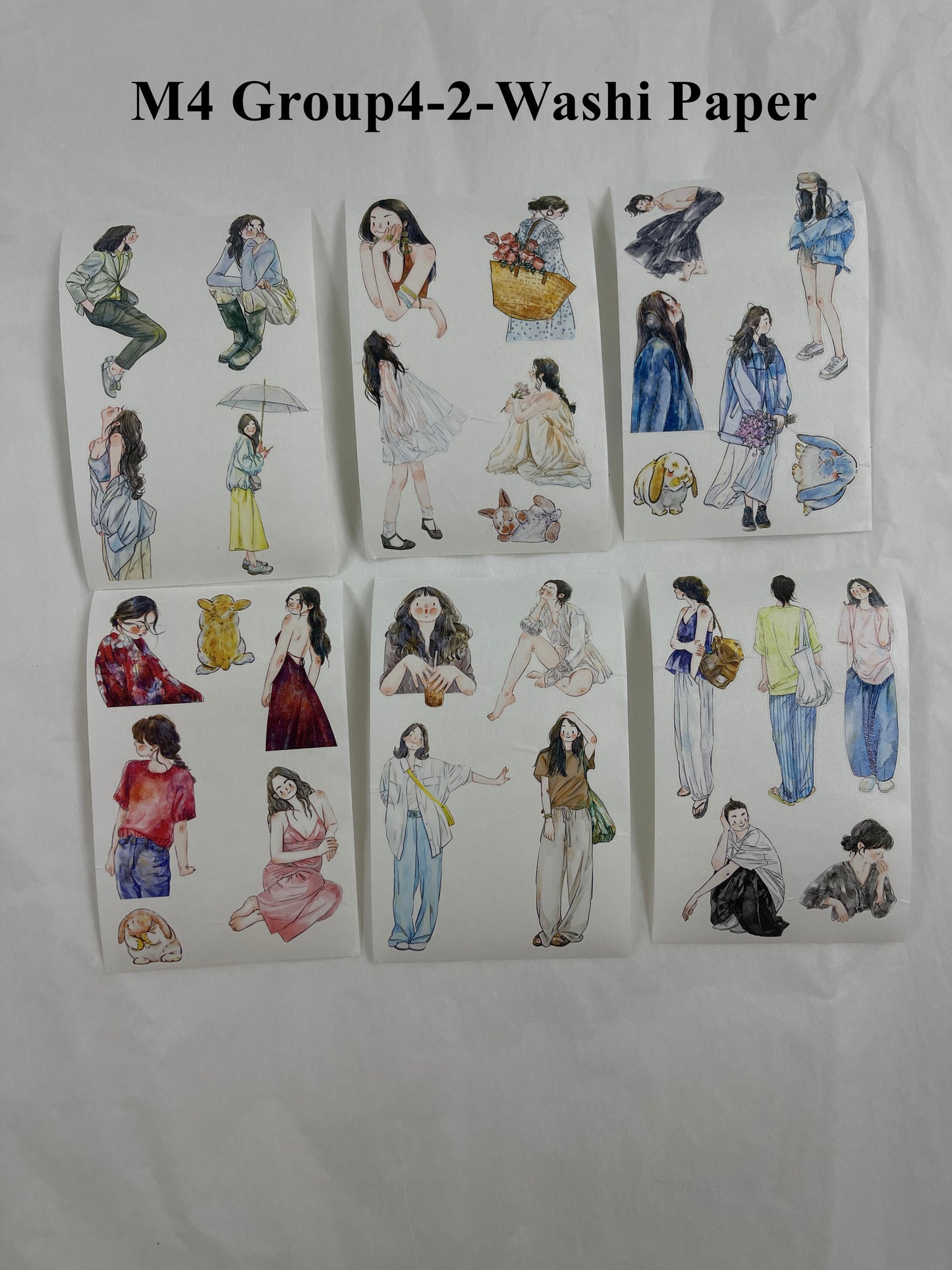 ‌DingDing【M4-Washi Paper】Mini Pre-Cut 138PCS Archive Vintage Portrait Stickers,Limited Edition Classic Collection for DIY Journal, Scrapbook & Crafts