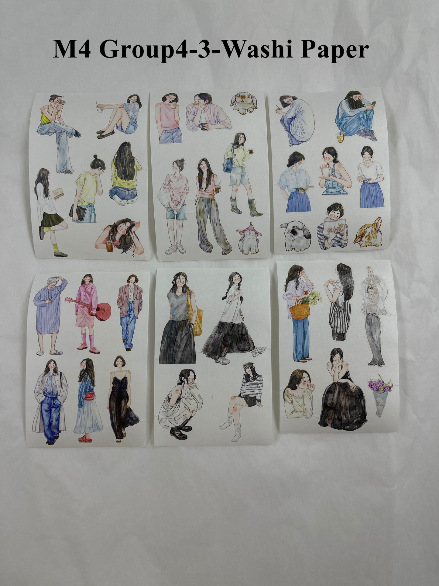 ‌DingDing【M4-Washi Paper】Mini Pre-Cut 138PCS Archive Vintage Portrait Stickers,Limited Edition Classic Collection for DIY Journal, Scrapbook & Crafts
