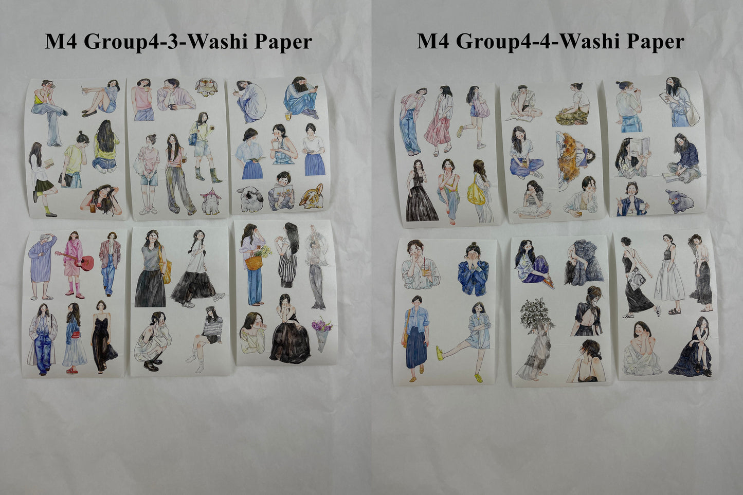 ‌DingDing【M4-Washi Paper】Mini Pre-Cut 138PCS Archive Vintage Portrait Stickers,Limited Edition Classic Collection for DIY Journal, Scrapbook & Crafts