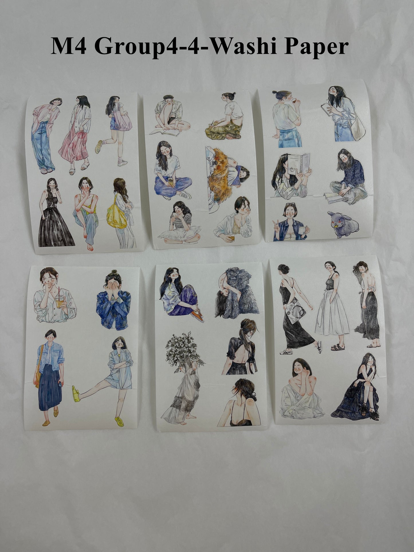 ‌DingDing【M4-Washi Paper】Mini Pre-Cut 138PCS Archive Vintage Portrait Stickers,Limited Edition Classic Collection for DIY Journal, Scrapbook & Crafts