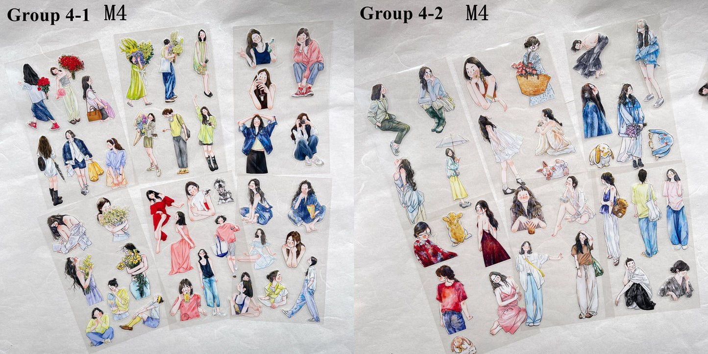 ‌DingDing【M4】Mini Pre-Cut 138PCS Archive Vintage Portrait Stickers,Limited Edition Classic Collection for DIY Journal, Scrapbook & Crafts