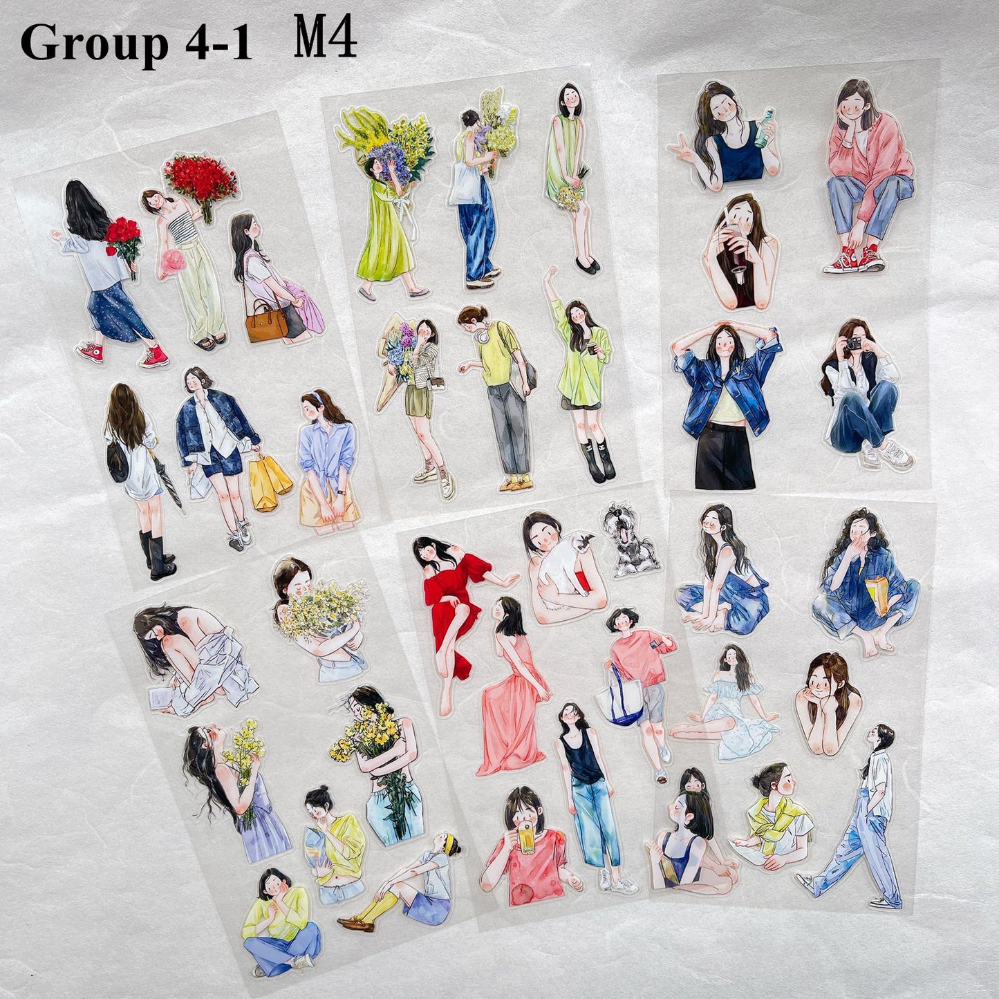 ‌DingDing【M4-Clear Pet】Mini Pre-Cut 138PCS Archive Vintage Portrait Stickers,Limited Edition Classic Collection for DIY Journal, Scrapbook & Crafts