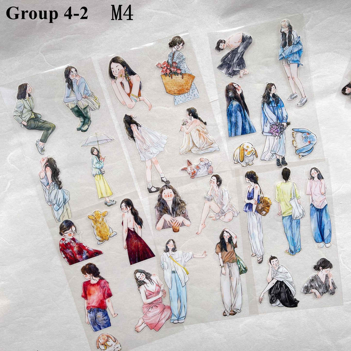 ‌DingDing【M4-Clear Pet】Mini Pre-Cut 138PCS Archive Vintage Portrait Stickers,Limited Edition Classic Collection for DIY Journal, Scrapbook & Crafts