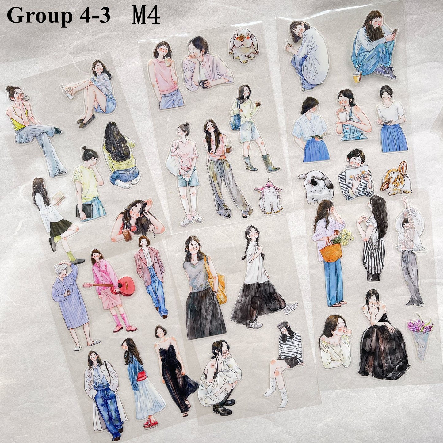 ‌DingDing【M4-Clear Pet】Mini Pre-Cut 138PCS Archive Vintage Portrait Stickers,Limited Edition Classic Collection for DIY Journal, Scrapbook & Crafts