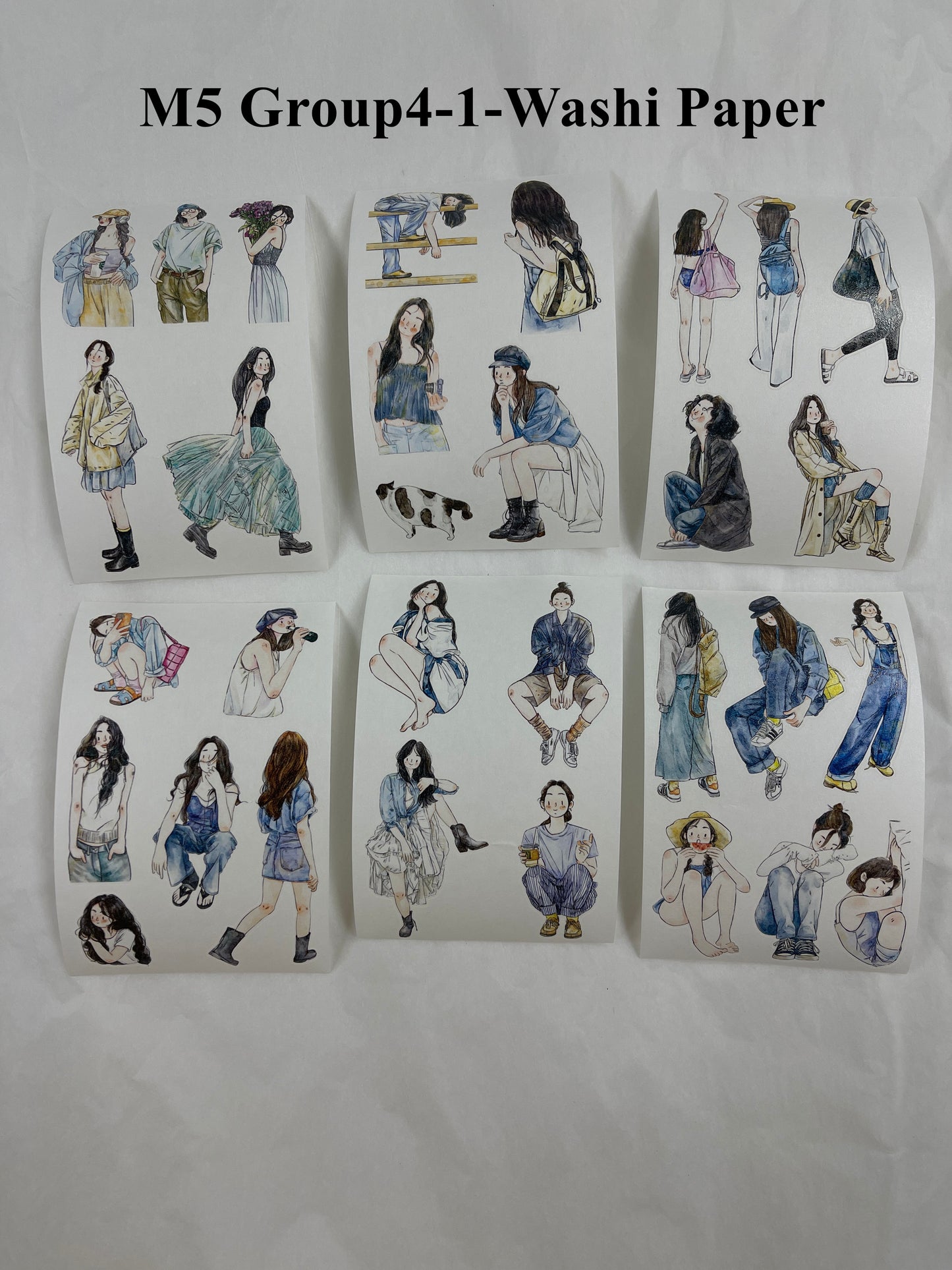 ‌DingDing【M5-Washi Paper】Mini Pre-Cut 121PCS Archive Vintage Portrait Stickers,Limited Edition Classic Collection for DIY Journal, Scrapbook & Crafts
