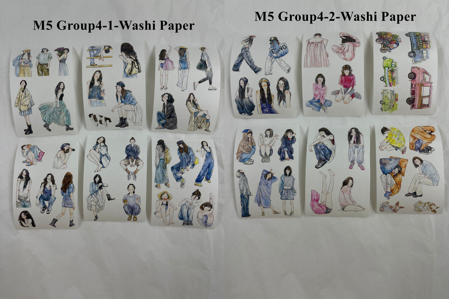 ‌DingDing【M5-Washi Paper】Mini Pre-Cut 121PCS Archive Vintage Portrait Stickers,Limited Edition Classic Collection for DIY Journal, Scrapbook & Crafts