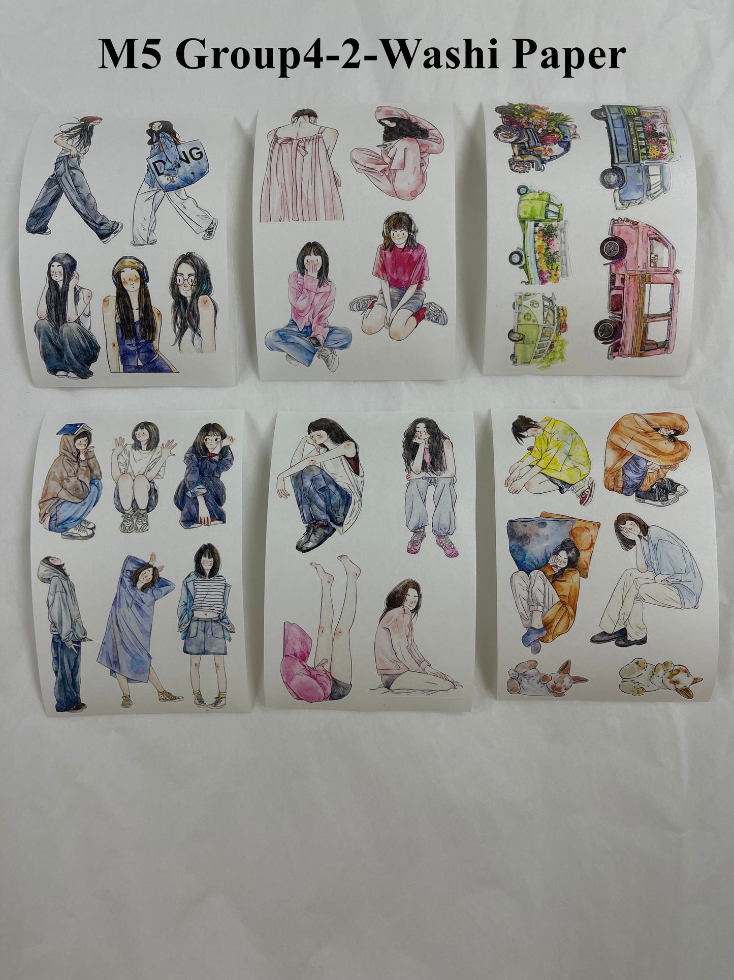 ‌DingDing【M5-Washi Paper】Mini Pre-Cut 121PCS Archive Vintage Portrait Stickers,Limited Edition Classic Collection for DIY Journal, Scrapbook & Crafts
