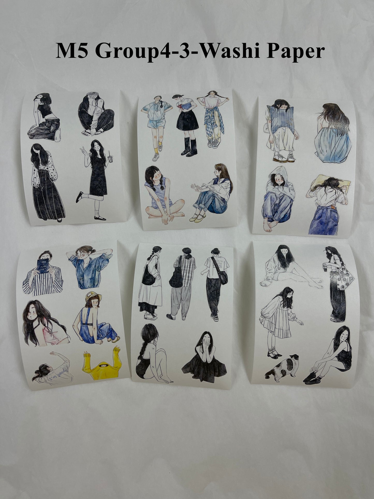 ‌DingDing【M5-Washi Paper】Mini Pre-Cut 121PCS Archive Vintage Portrait Stickers,Limited Edition Classic Collection for DIY Journal, Scrapbook & Crafts