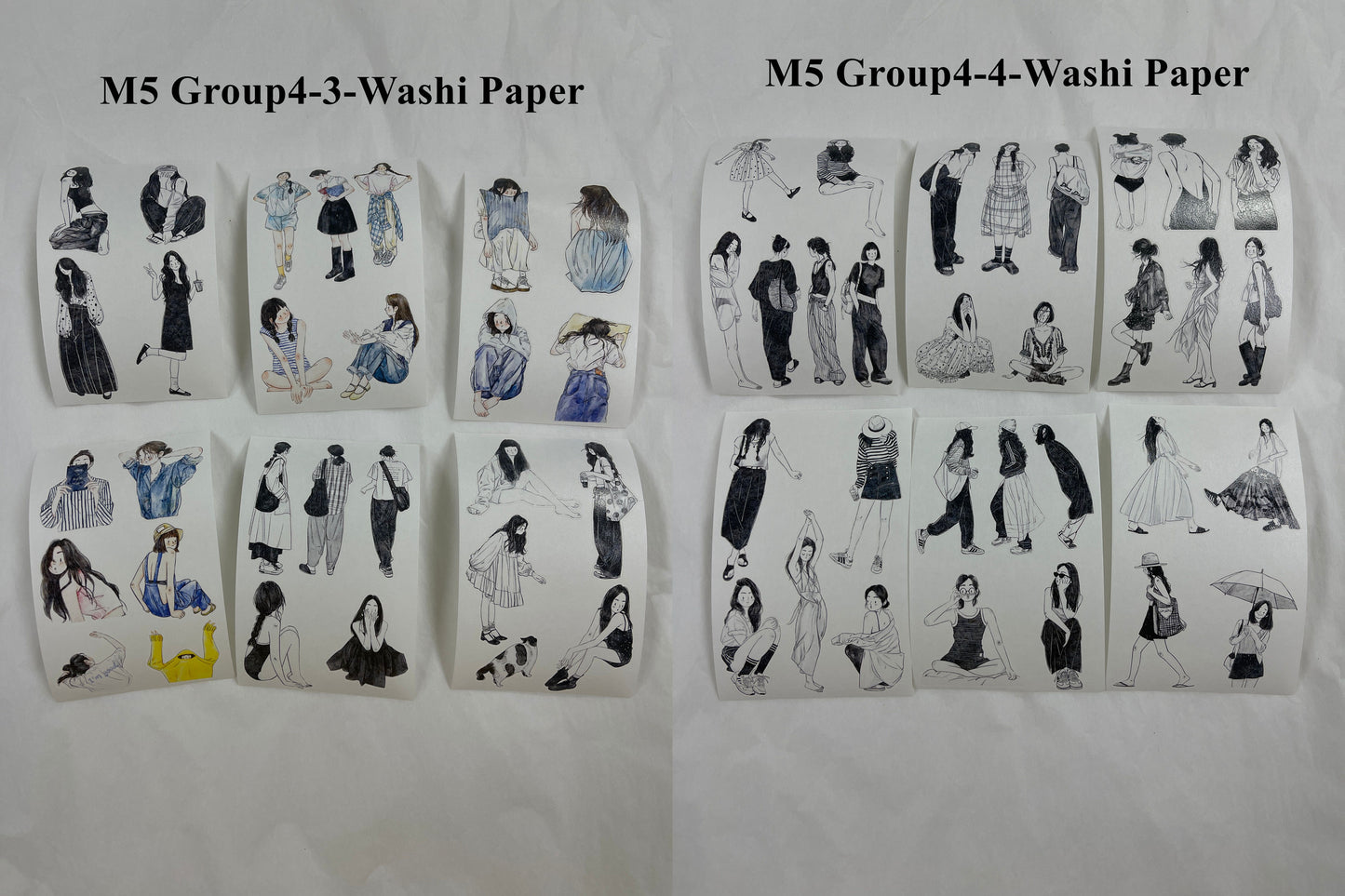 ‌DingDing【M5-Washi Paper】Mini Pre-Cut 121PCS Archive Vintage Portrait Stickers,Limited Edition Classic Collection for DIY Journal, Scrapbook & Crafts