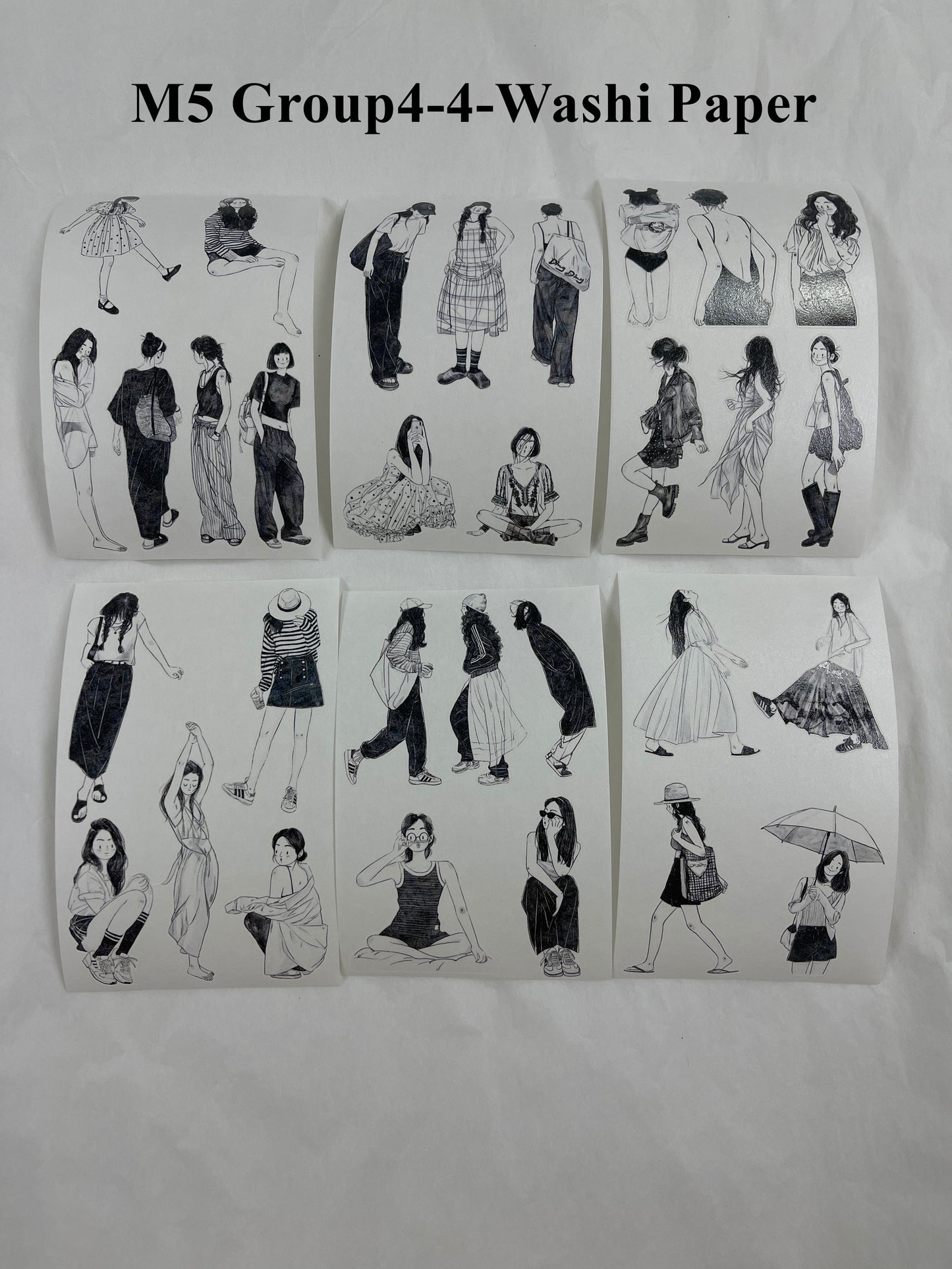 ‌DingDing【M5-Washi Paper】Mini Pre-Cut 121PCS Archive Vintage Portrait Stickers,Limited Edition Classic Collection for DIY Journal, Scrapbook & Crafts