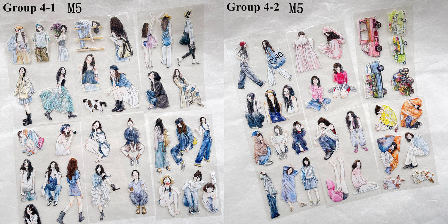 ‌DingDing【M5】Mini Pre-Cut 121PCS Archive Vintage Portrait Stickers,Limited Edition Classic Collection for DIY Journal, Scrapbook & Crafts