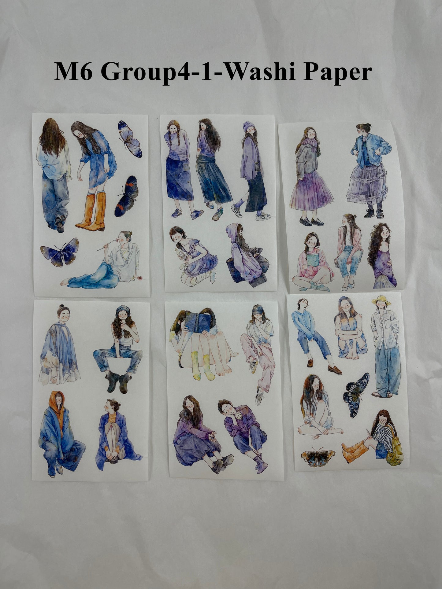 ‌DingDing【M6-Washi Paper】Mini Pre-Cut 117PCS Archive Vintage Portrait Stickers,Limited Edition Classic Collection for DIY Journal, Scrapbook & Crafts