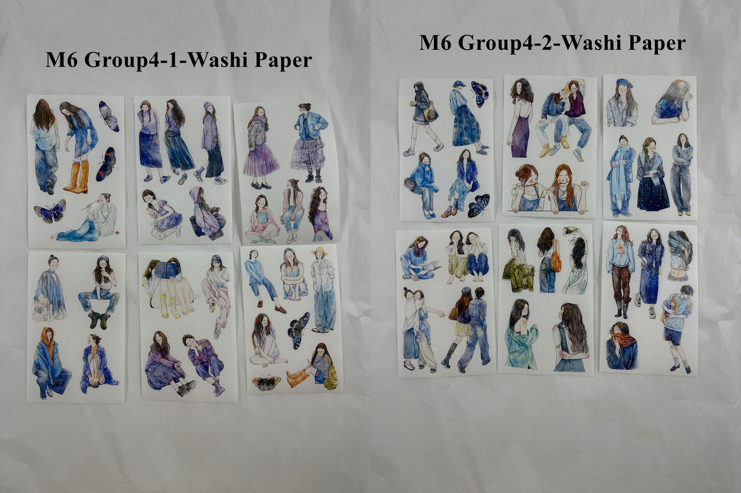 ‌DingDing【M6-Washi Paper】Mini Pre-Cut 117PCS Archive Vintage Portrait Stickers,Limited Edition Classic Collection for DIY Journal, Scrapbook & Crafts