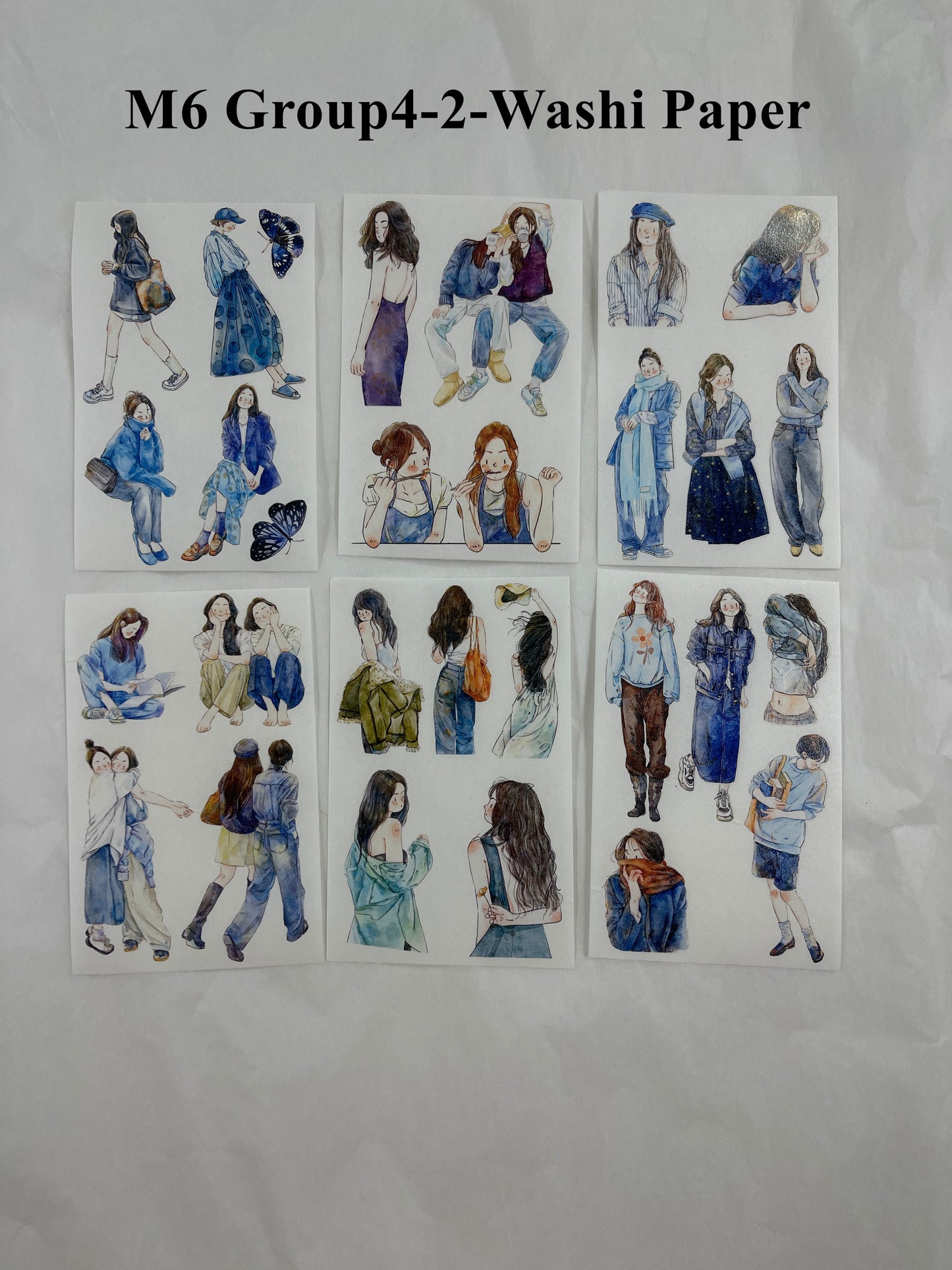 ‌DingDing【M6-Washi Paper】Mini Pre-Cut 117PCS Archive Vintage Portrait Stickers,Limited Edition Classic Collection for DIY Journal, Scrapbook & Crafts