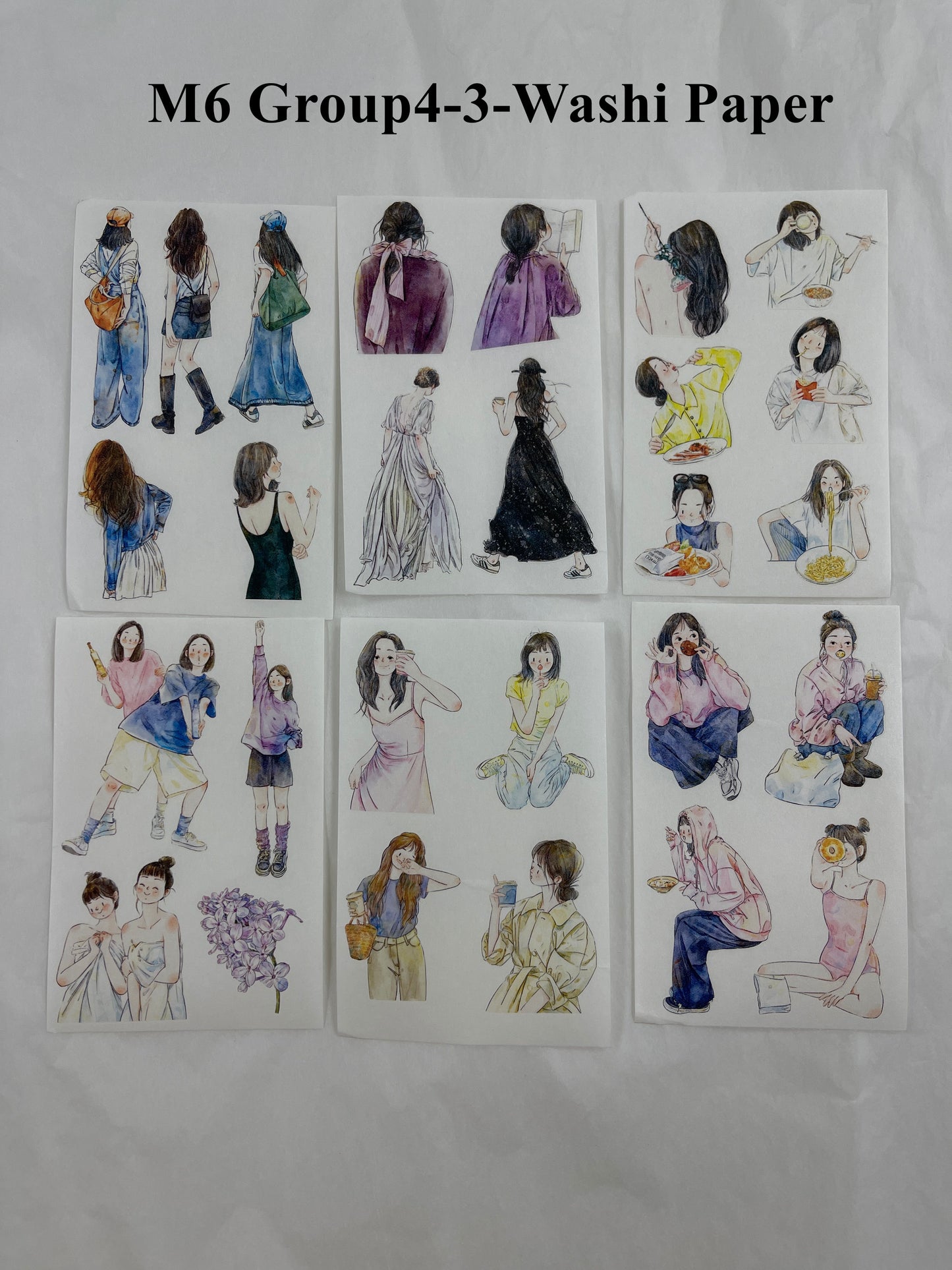 ‌DingDing【M6-Washi Paper】Mini Pre-Cut 117PCS Archive Vintage Portrait Stickers,Limited Edition Classic Collection for DIY Journal, Scrapbook & Crafts