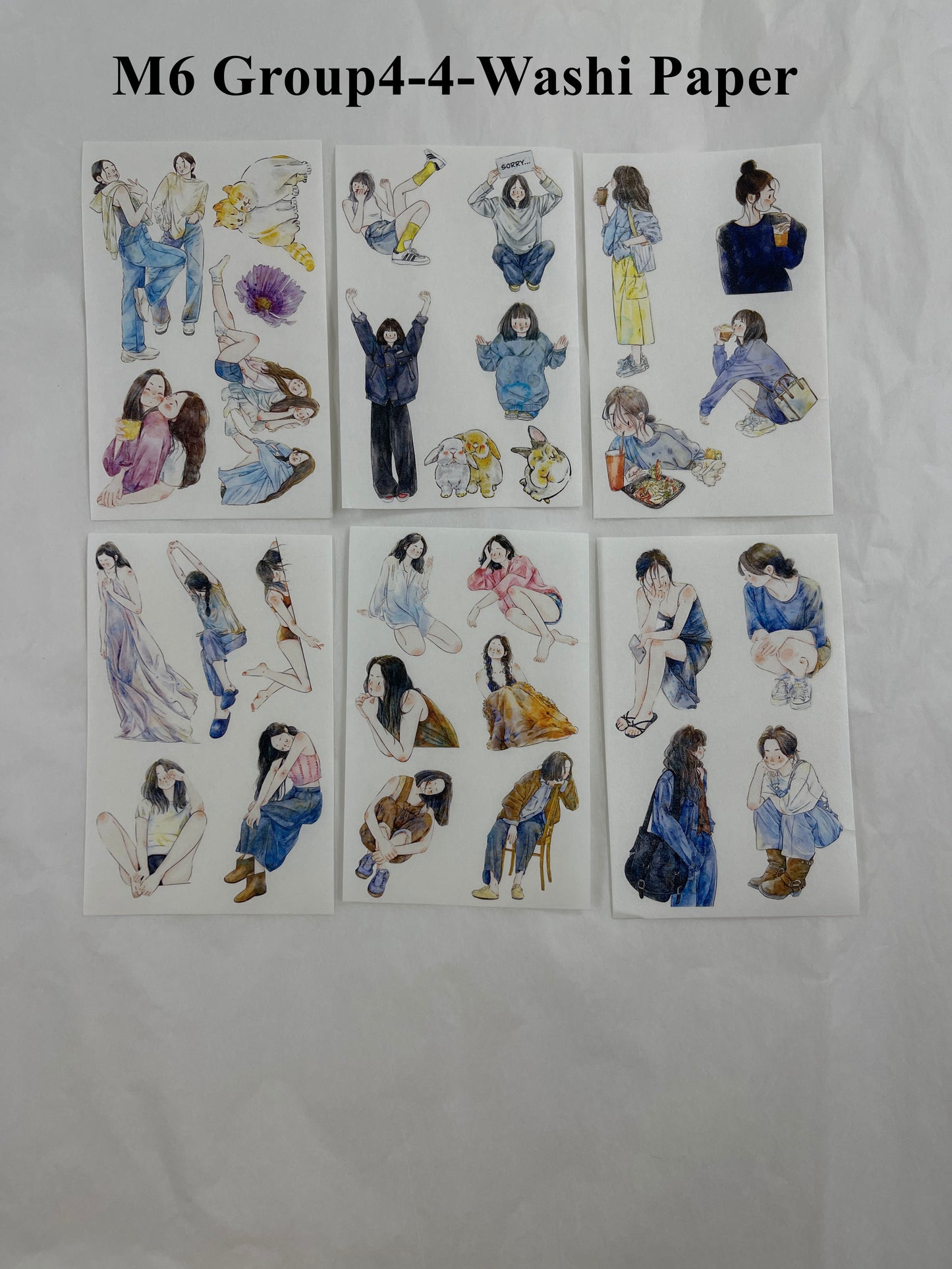 ‌DingDing【M6-Washi Paper】Mini Pre-Cut 117PCS Archive Vintage Portrait Stickers,Limited Edition Classic Collection for DIY Journal, Scrapbook & Crafts