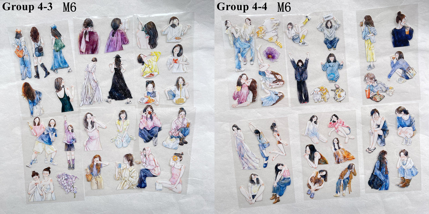 ‌DingDing【M6】Mini Pre-Cut 117PCS Archive Vintage Portrait Stickers,Limited Edition Classic Collection for DIY Journal, Scrapbook & Crafts