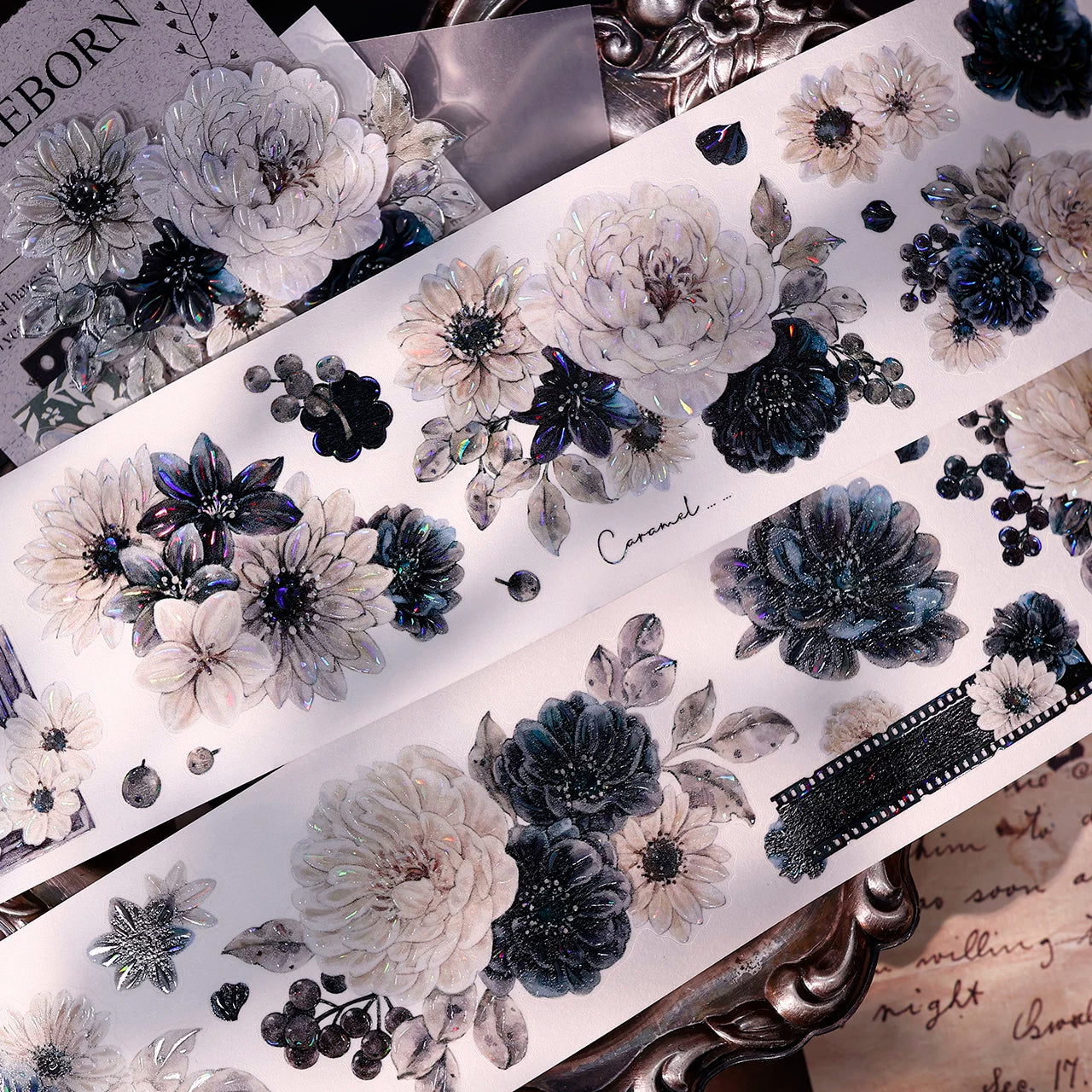XiaoBaiJia【Old Color Floral Traces】Pre-cut Floral Orginal Design Taiwan Washi Pet Tape Light Retro Stickers