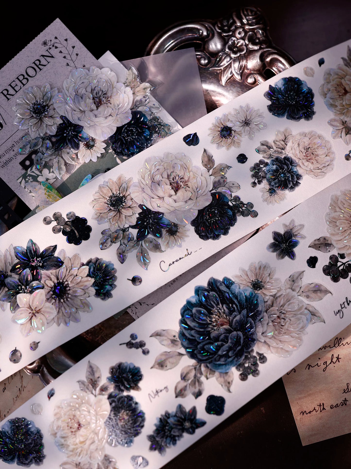 XiaoBaiJia【Old Color Floral Traces】Pre-cut Floral Orginal Design Taiwan Washi Pet Tape Light Retro Stickers